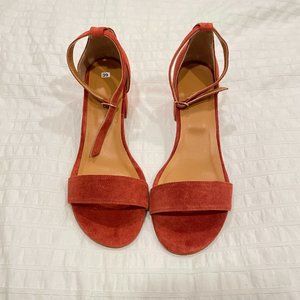 Terracotta suede sandal, size 39, ankle strap, handmade
